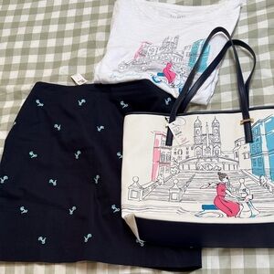 Talbots roman holiday Canvas Tote with Navy skirt and tee